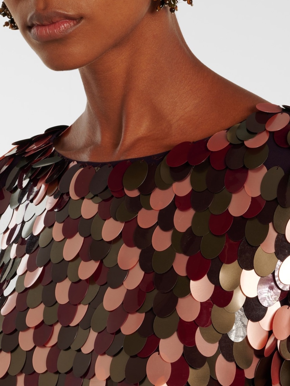 Sequin Disc Sweater in Burgundy and Rose - Picture 3 of 13